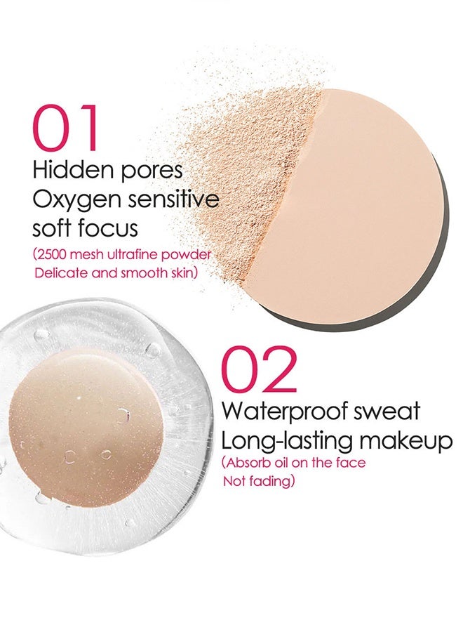 MAYCHEER HD Face Powder - Lasting Waterproof Face Powder - Matte concealer Setting Powder Oil Absorbing Compact for Face, Lasting Waterproof Pressed Powder Compact (01# Soft skin tone) - Image 5